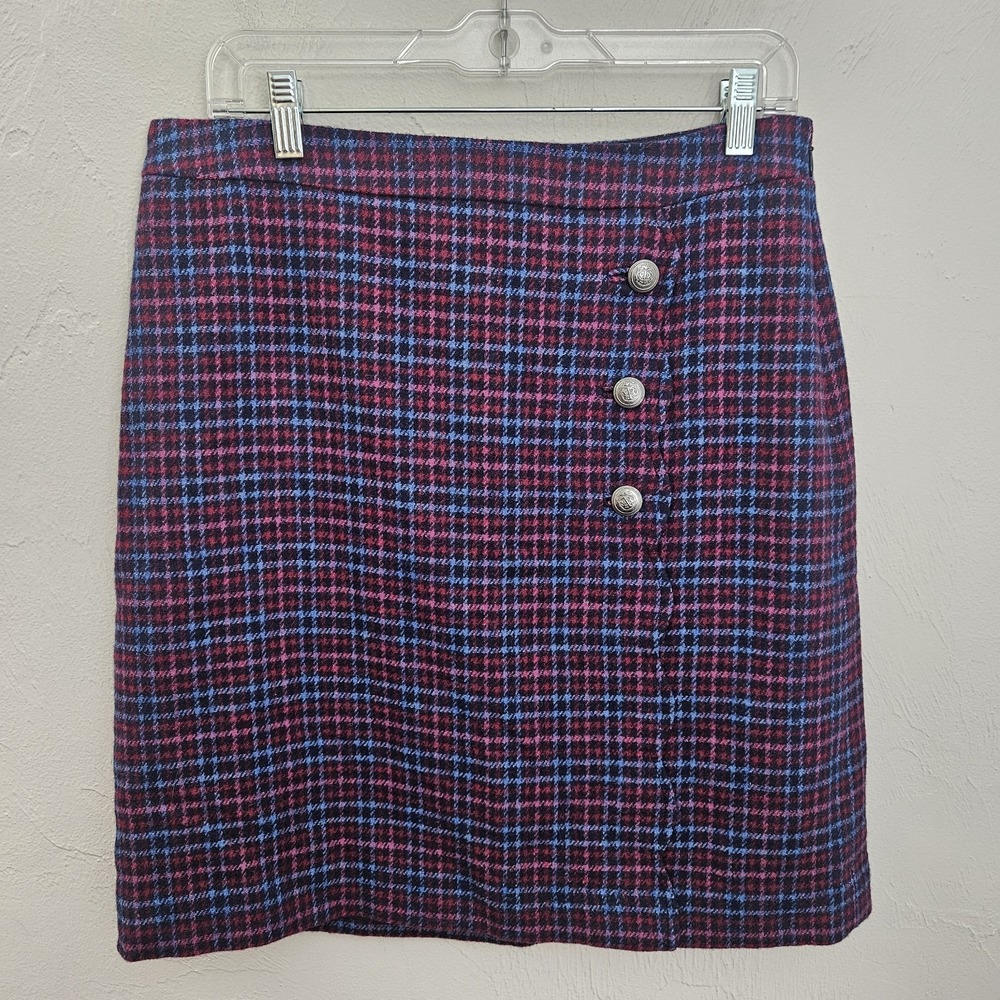 *NEW w/Tags Talbots Women's Size 8 Multicolor Wool Blend Wrap Skirt Work Career